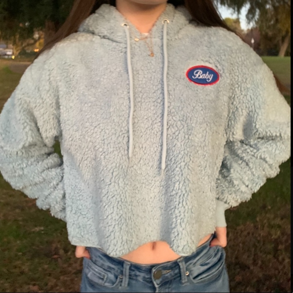 Sherpa crop top hoodie